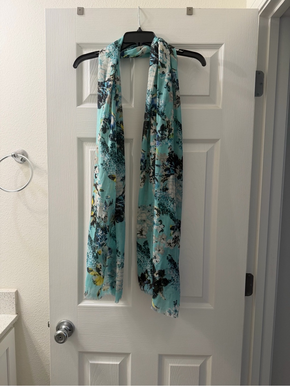 Light Blue Floral Sheer Scarf
